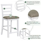 GDFStudio Harry Set da pranzo da 5 pezzi ad altezza bancone con tavolo in legno di gomma e sedie imbottite