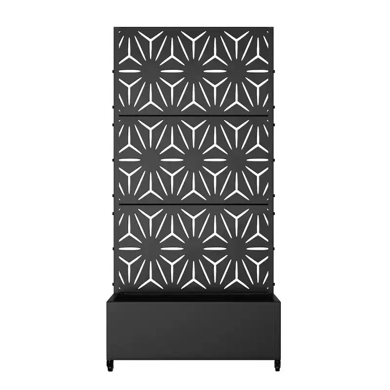 Fioriera MAYEERTY con Spalliera in Ferro Nero a Forma di Stella, Stile 01, Set da 3 Pezzi, 72x47x16 pollici