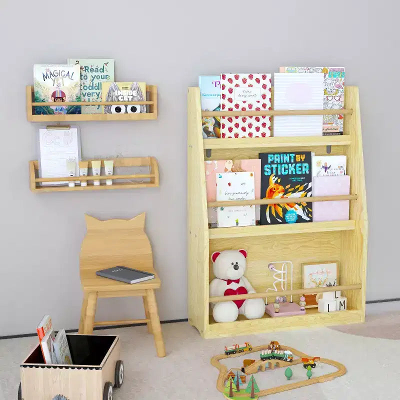 Libreria per bambini a 3 ripiani, porta libri per bambini, aiuta a mantenere in ordine camere da letto, sale giochi e aule, naturale