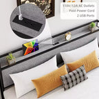 Struttura Letto King Size con 2 Cassetti Contenitore, Letto Imbottito con Testiera, Porta USB e Prese, Nessuna Rete a Molle Necessaria, Facile da Montare