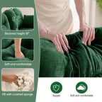 Divano componibile Cloud a 3 posti in ciniglia, in schiuma ad alta densità con bottoni, braccioli ergonomici, base in legno massello per camera da letto/salotto