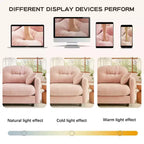 Divano componibile Cloud a 3 posti in ciniglia, in schiuma ad alta densità con bottoni, braccioli ergonomici, base in legno massello per camera da letto/salotto