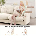 Divano componibile Cloud a 3 posti in ciniglia, in schiuma ad alta densità con bottoni, braccioli ergonomici, base in legno massello per camera da letto/salotto