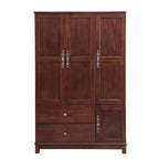 Keloyid Seusar Brownish Yellow Wood 46.3 in. Armoire with 2 Drawers, Hanging Rod and Shelves