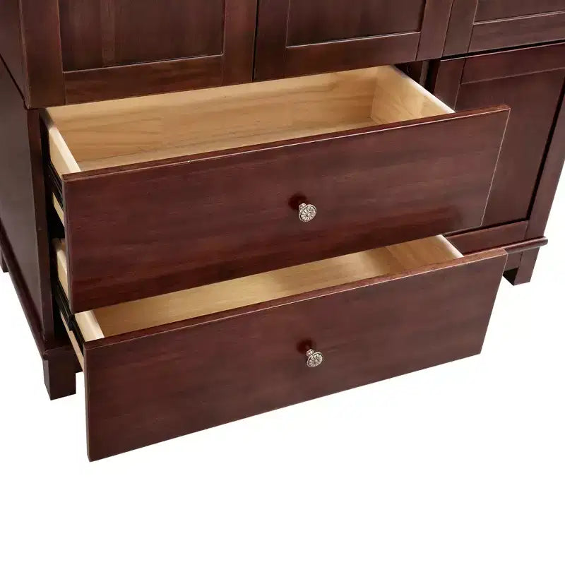 Keloyid Seusar Armadio in legno giallo-brunastro da 117,6 cm con 2 cassetti, asta appendiabiti e ripiani