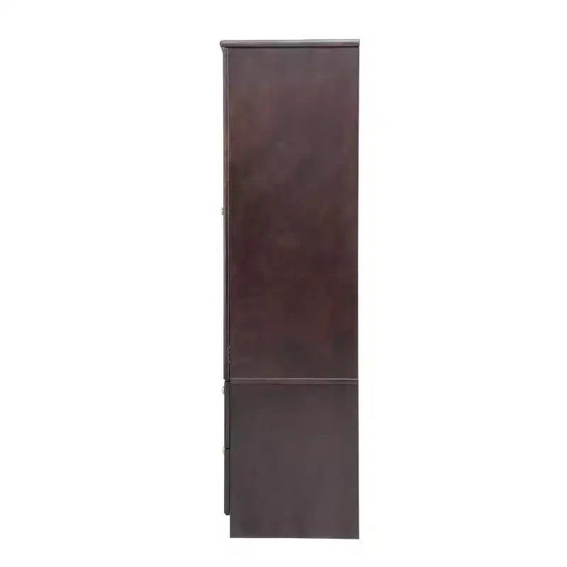 Armadio Keloyid Seusar in Legno Marrone Scuro da 156 cm con 4 Cassetti, 2 Specchi, Asta Appendiabiti e Ripiani