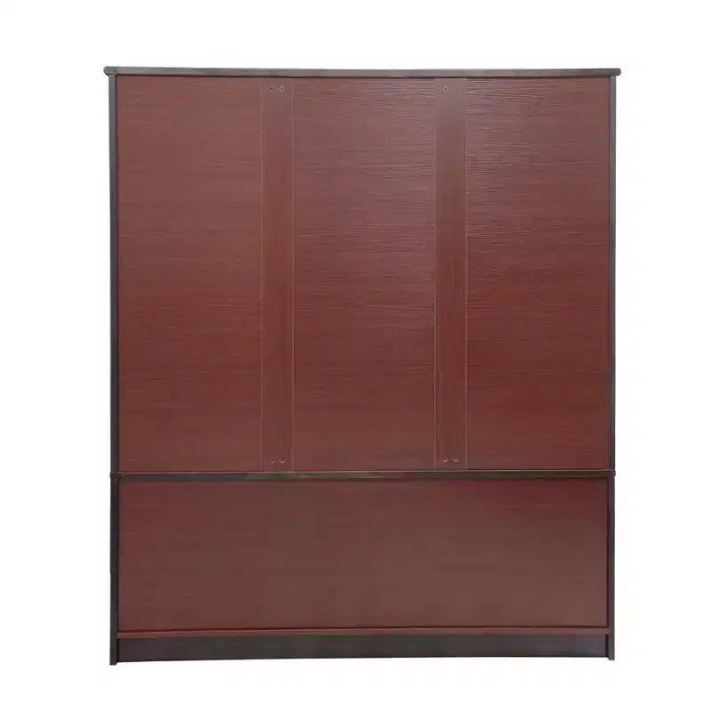 Armadio Keloyid Seusar in Legno Marrone Scuro da 156 cm con 4 Cassetti, 2 Specchi, Asta Appendiabiti e Ripiani