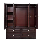 Armadio Keloyid Seusar in Legno Marrone Scuro da 156 cm con 4 Cassetti, 2 Specchi, Asta Appendiabiti e Ripiani