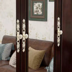 Armadio Keloyid Seusar in Legno Marrone Scuro da 156 cm con 4 Cassetti, 2 Specchi, Asta Appendiabiti e Ripiani
