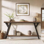 Lantine 70.9-Inch Narrow Long Entryway Console Table, 2-Tier Industrial Sofa Table Behind Couch for Hallway, Living Room, Foyer