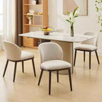 Acekool Set di 2 sedie retrò - Sedute in pelle PU con struttura in acciaio, schienali con accenti in noce, crema per piccoli spazi