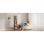 Scaffale Girevole Okak 360 con Ruote, Libreria Sottile in Legno Massiccio a 5 Livelli, Vetrina per Soggiorno, Ufficio, Camera da Letto, Noce