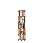 Scaffale Girevole Okak 360 con Ruote, Libreria Sottile in Legno Massiccio a 5 Livelli, Vetrina per Soggiorno, Ufficio, Camera da Letto, Noce