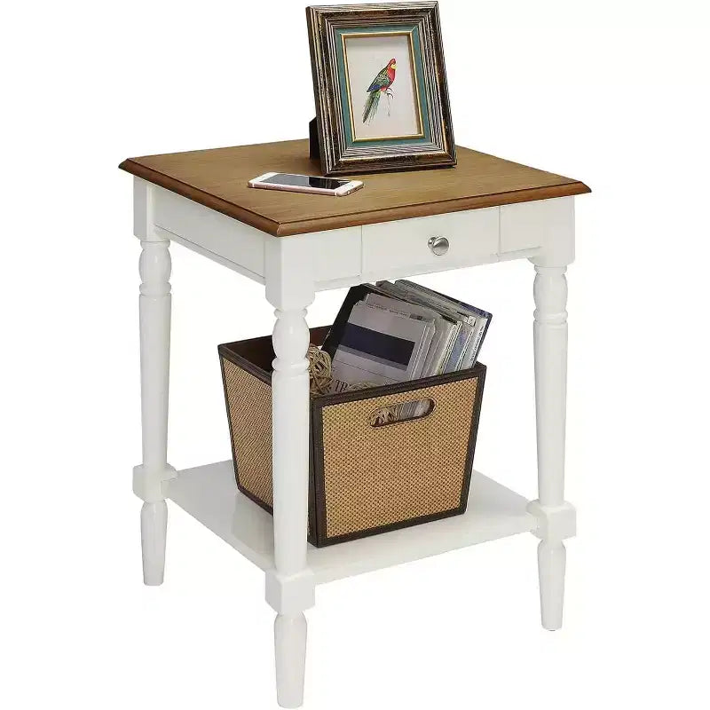 HomeStock Tavolino da Salotto Rettangolare in Legno, Colore Bianco, Altezza 61 cm, 1 Pezzo