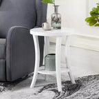 HomeStock Tavolino rotondo con piano in legno, colore bianco, altezza 59 cm, 1 pezzo