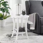 HomeStock Tavolino rotondo con piano in legno, colore bianco, altezza 59 cm, 1 pezzo