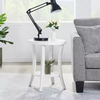 HomeStock Tavolino rotondo con piano in legno, colore bianco, altezza 59 cm, 1 pezzo