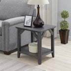 HomeStock 22 in.H Gray Color Rectangle Wood Table Top End Table 1 -piece