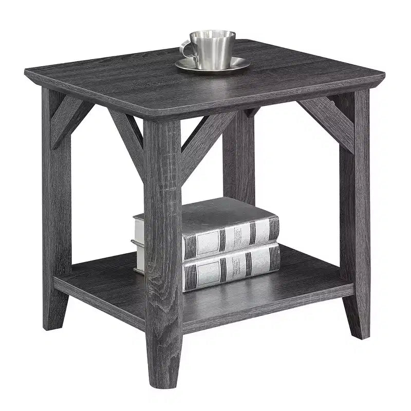 HomeStock Tavolino da Salotto con Piano Rettangolare in Legno, Grigio, Altezza 56 cm - 1 pezzo