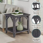 HomeStock Tavolino da Salotto con Piano Rettangolare in Legno, Grigio, Altezza 56 cm - 1 pezzo