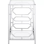 HomeStock Tavolino da Salotto Rettangolare in Vetro Colore Argento Altezza 24 pollici 1 pezzo