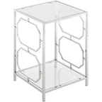 HomeStock Tavolino da Salotto Rettangolare in Vetro Colore Argento Altezza 24 pollici 1 pezzo