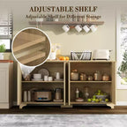 Credenza, mobile a buffet - Sunvasagoo con 4 ante scanalate, ripiani regolabili, mobile contenitore rustico per cucina, soggiorno, angolo caffè