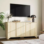Credenza, mobile a buffet - Sunvasagoo con 4 ante scanalate, ripiani regolabili, mobile contenitore rustico per cucina, soggiorno, angolo caffè
