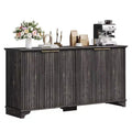Sideboard, Buffet Cabinet - Sunvasagoo with 4 Fluted Doors, Adjustable Shelves, Farmhouse Storage for Kitchen, Living Room, Coffee Bar