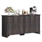 Sideboard, Buffet Cabinet - Sunvasagoo with 4 Fluted Doors, Adjustable Shelves, Farmhouse Storage for Kitchen, Living Room, Coffee Bar