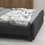 TROPOW Letto Matrimoniale Queen Size con Telaio in Metallo, Grigio Scuro, con Porte USB e Testiera Regolabile, Non Richiede Rete a Molle (1 Pezzo)