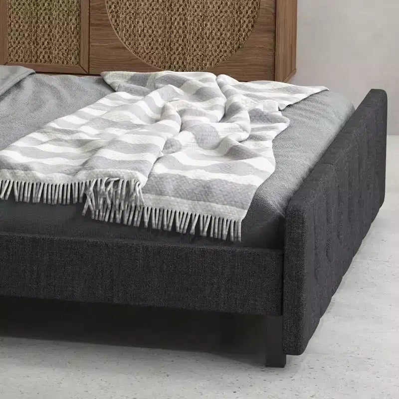 TROPOW Letto Matrimoniale Queen Size con Telaio in Metallo, Grigio Scuro, con Porte USB e Testiera Regolabile, Non Richiede Rete a Molle (1 Pezzo)