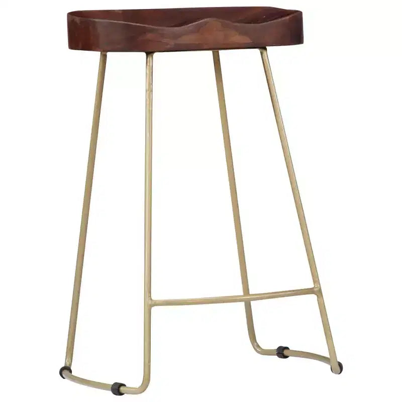Sgabelli da Bar CLIHOME in Legno Massello e Struttura in Metallo, Sedie Vintage per Isola Cucina per la Casa (Set da 2)