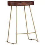 Sgabelli da Bar CLIHOME in Legno Massello e Struttura in Metallo, Sedie Vintage per Isola Cucina per la Casa (Set da 2)