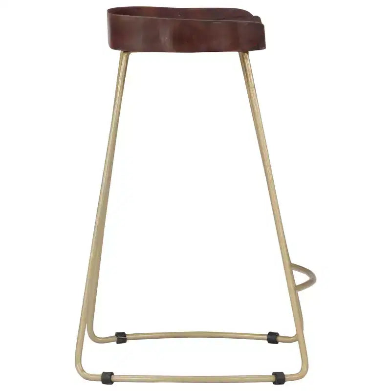 Sgabelli da Bar CLIHOME in Legno Massello e Struttura in Metallo, Sedie Vintage per Isola Cucina per la Casa (Set da 2)