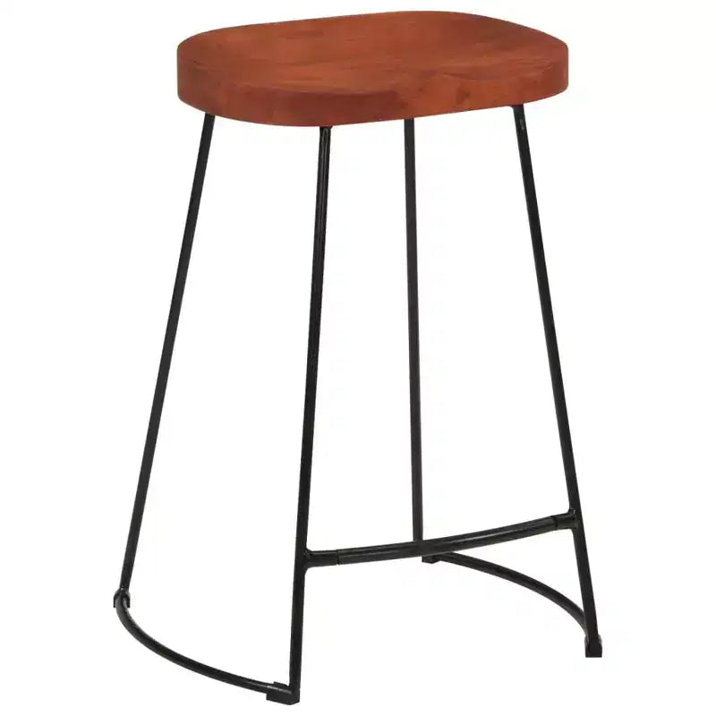 Sgabelli da Bar CLIHOME in Legno Massello e Struttura in Metallo, Sedie Vintage per Isola Cucina per la Casa (Set da 2)