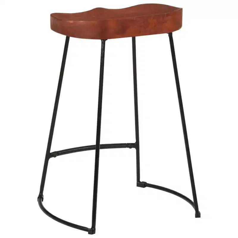 Sgabelli da Bar CLIHOME in Legno Massello e Struttura in Metallo, Sedie Vintage per Isola Cucina per la Casa (Set da 2)
