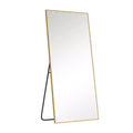 MAYEERTY 59 inch Full Length Mirror Rectangle Aluminum Alloy Frame Dressing Mirror with Bracket Gold