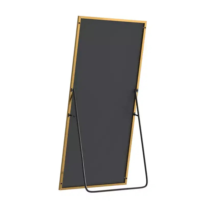 MAYEERTY Specchio a figura intera da 59 pollici, con cornice rettangolare in lega di alluminio e supporto, colore oro