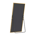 MAYEERTY Specchio a figura intera da 59 pollici, con cornice rettangolare in lega di alluminio e supporto, colore oro