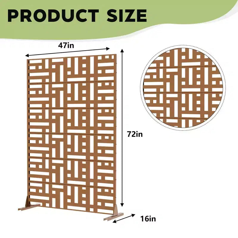 MAYEERTY Paravento Helen Street 01 Lamiera Zincata Marrone 183x119x41cm Set 6 Pezzi