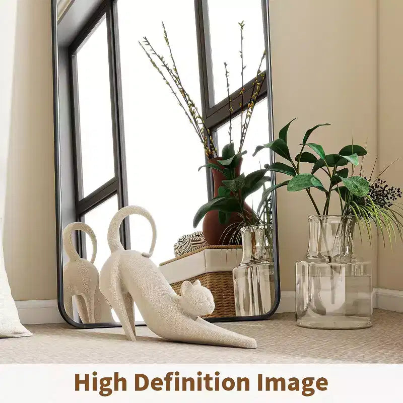 Specchio a figura intera 66 x 23 con angoli arrotondati, specchio da terra da appoggiare, appendere o inclinare per camera da letto o spogliatoio