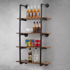 Acekool Scaffale da Parete Industriale a 4 Livelli con Tubi, Mensole Galleggianti Rustiche da 30 Pollici, Vero Legno, per Cucina, Bar, Espositore per Libri e Vino