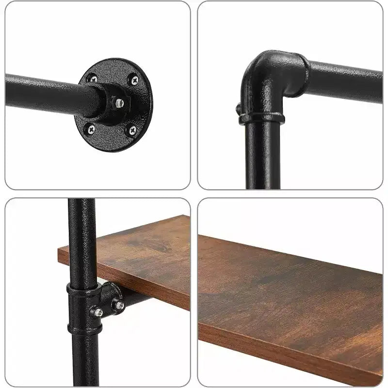 Acekool Scaffale da Parete Industriale a 4 Livelli con Tubi, Mensole Galleggianti Rustiche da 30 Pollici, Vero Legno, per Cucina, Bar, Espositore per Libri e Vino
