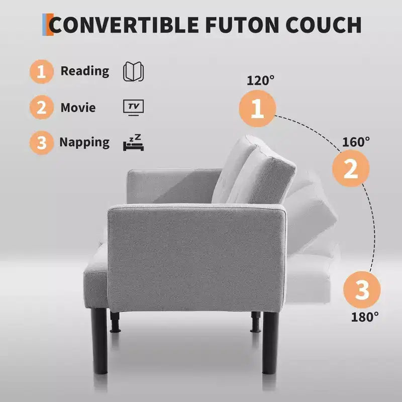 Divano Letto Futon, Divanetto Compatto, Divano Letto Moderno di Metà Secolo, Divano Convertibile
