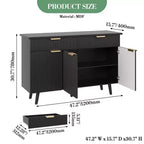 Mobile buffet credenza a coste, credenza autoportante in legno grande da 47 pollici per coffee bar