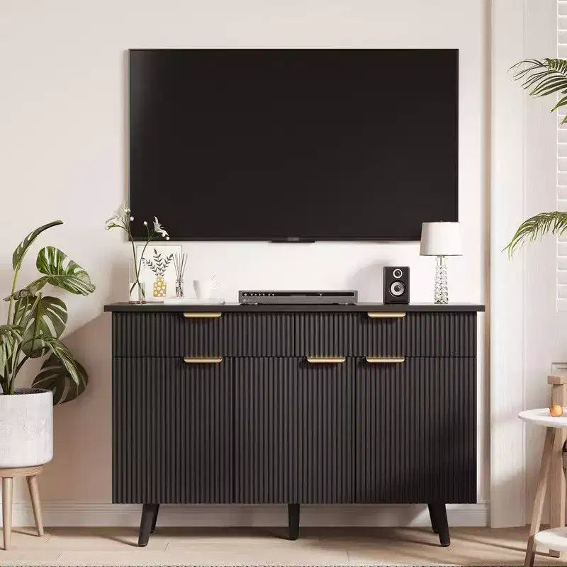 Mobile buffet credenza a coste, credenza autoportante in legno grande da 47 pollici per coffee bar