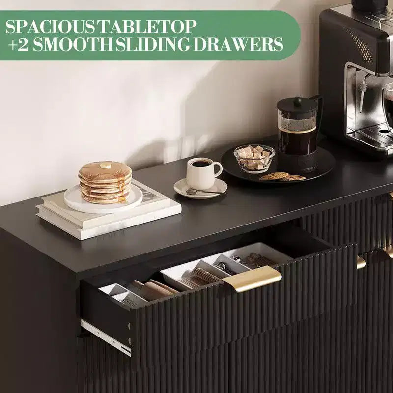 Mobile buffet credenza a coste, credenza autoportante in legno grande da 47 pollici per coffee bar