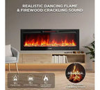 Coolmee 88 pollici camino elettrico, intelligente da incasso o a parete, controllo WiFi, doppia potenza di riscaldamento 750/1500W, 12 colori fiamma, touch screen, timer