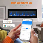 Coolmee Caminetto Elettrico da 80 Pollici, da Incasso e a Parete, Controllo Vocale Smart WiFi Alexa, Effetto Fiamma 3D, 12 Opzioni di Colore, 750W/1500W